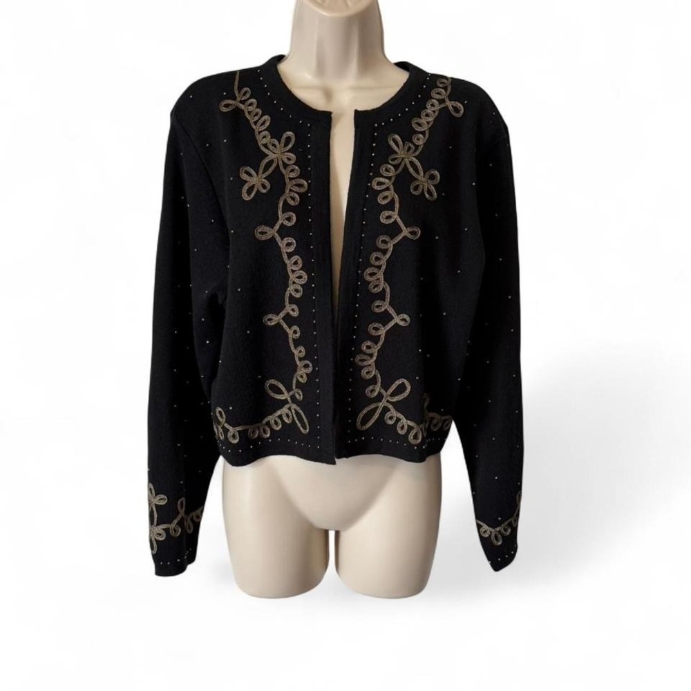 Embroidered/Beaded‎ Open Cardigan Sweater